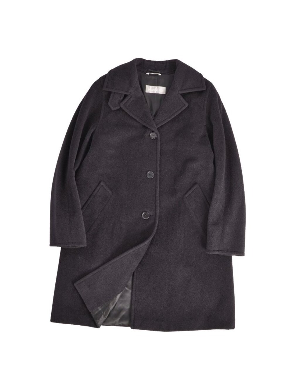Max Mara Coat Long Chesterfield Wool Black